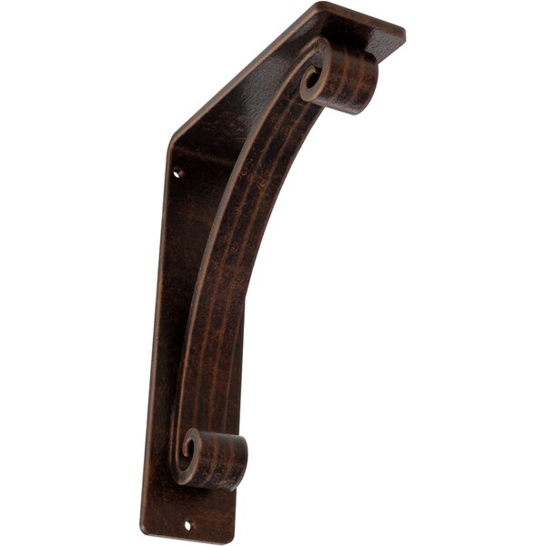 Ekena Millwork Legacy Wrought Iron Bracket, (Triple center brace), Antiqued Copper 2"W x 5 1/2"D x 8"H BKTM02X05X08TLEACO - main